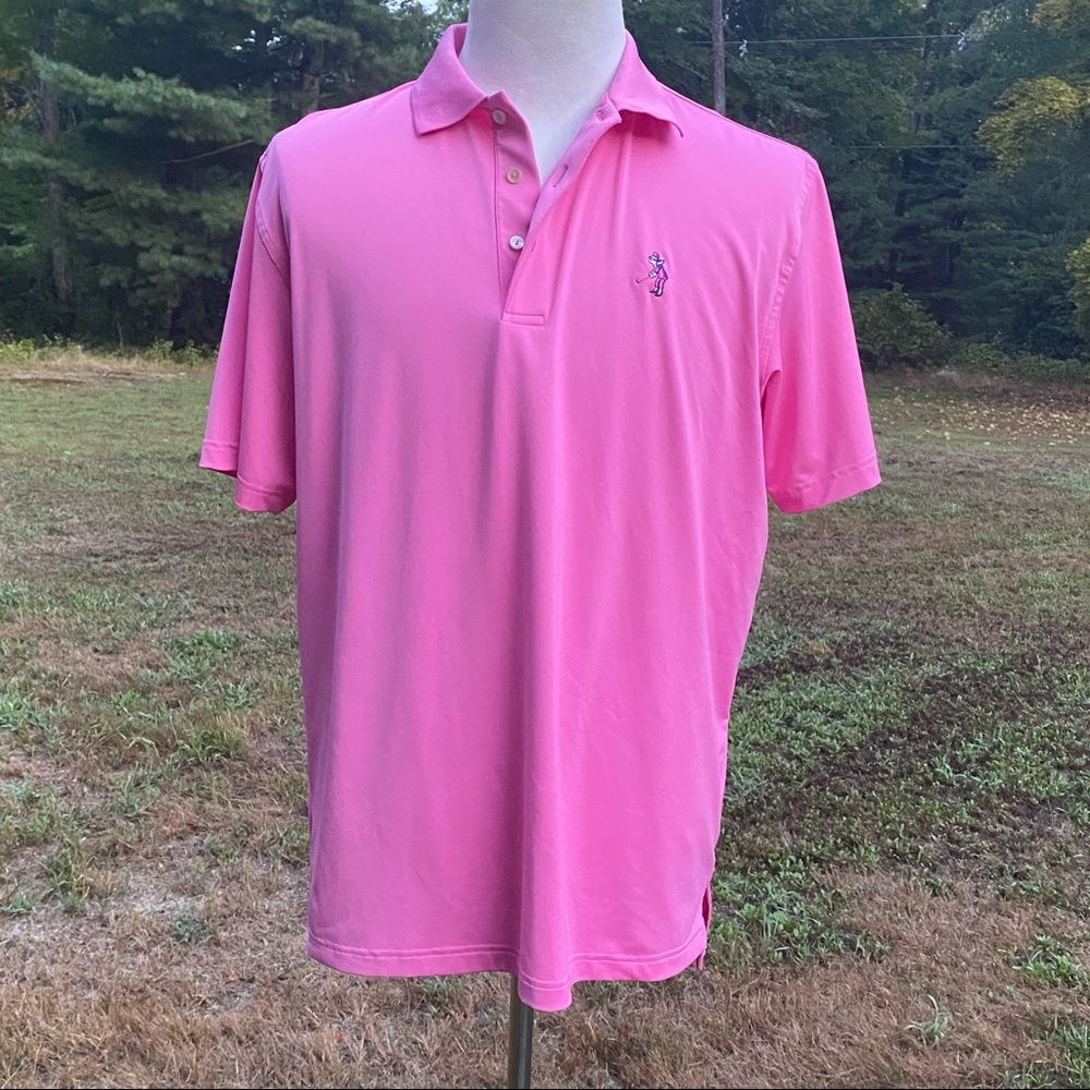 PETER MILLAR SHIRT PINK POLO STYLE COMFORT SHORT SLEEVE COLLAR 3 BUTTON Size L